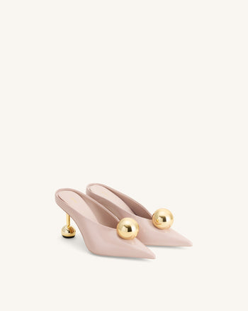 Sofia Angled Vamp Heel Mules - Dusty Pink