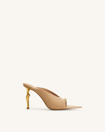Noemi Pointed-Toe Mule Heels - Khaki