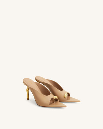 Noemi Pointed-Toe Mule Heels - Khaki