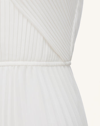 Pleated Cross Halter Maxi Dress - Ivory