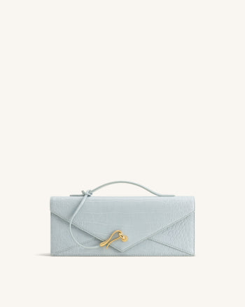 Celeste Envelope Top Handle Bag - Light Blue Croc