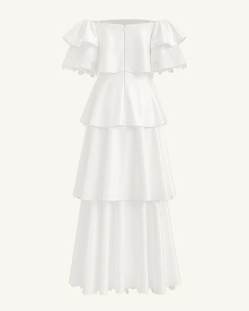 Orchid Embroidered Tiered Off-Shoulder Maxi Dress - White
