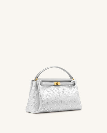 Carmen Artificial Crystal Top Handle Bag - Light Gray