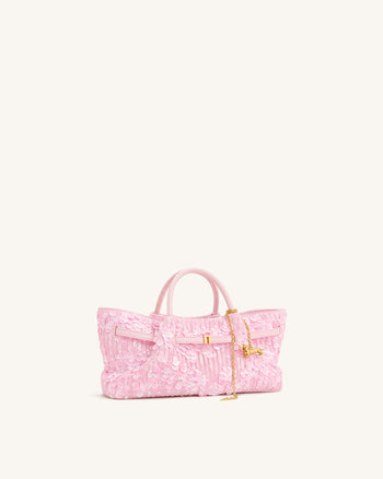 Maeve Sequin Dachshund Metal Charm Tote Bag - Pink