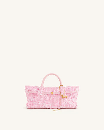 Maeve Sequin Dachshund Metal Charm Tote Bag - Pink