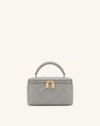 Vivienne Quilted Vanity Top Handle Bag - Gray