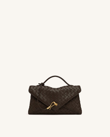Celeste Woven Envelope Bag - Dark Brown