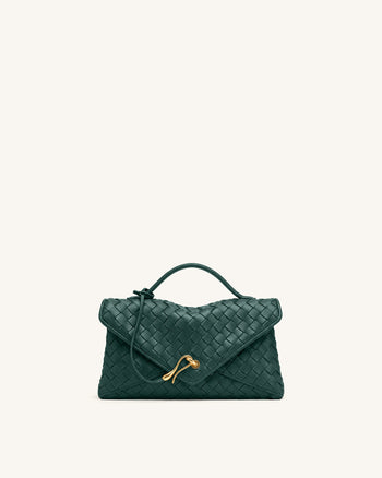 Celeste Woven Envelope Bag - Dark Ink Green