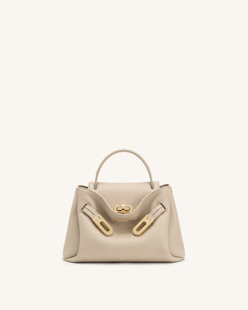Rhea Small Pebbled Double Buckle Shoulder Bag - Sand