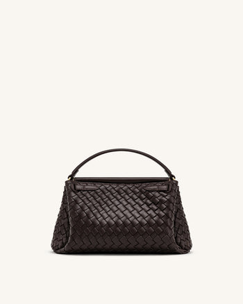 Carmen Woven Top Handle Bag - Dark Brown