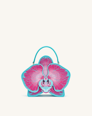 Flora Orchid Shaped Top Handle Bag - Pink Blue