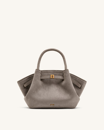 Hana Mini Faux Suede Tote Bag - Gray