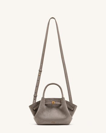 Hana Mini Faux Suede Tote Bag - Gray