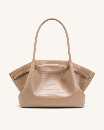 Hana Large Tote Bag - Elephant Grey Croc