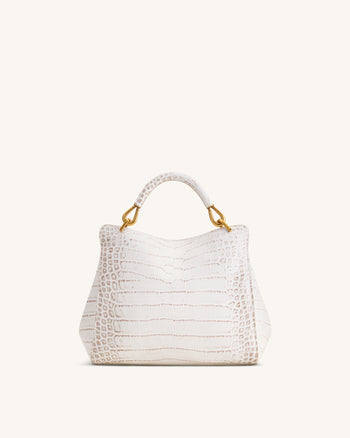 Lucia Classic Top Handle Bag - Off White Croc