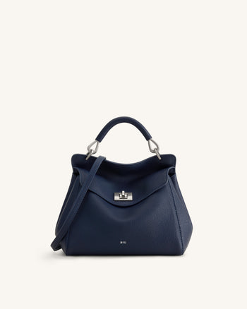 Lucia Classic Top Handle Bag - Navy Blue