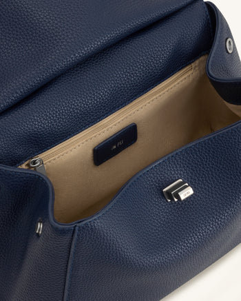 Lucia Classic Top Handle Bag - Navy Blue