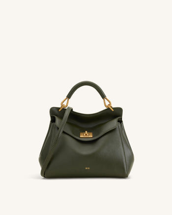 Lucia Classic Top Handle Bag - Dark Olive Green