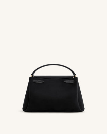 Carmen Faux Suede Top Handle Bag - Black