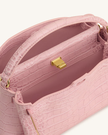 Carmen Top Handle Bag - Pink Croc
