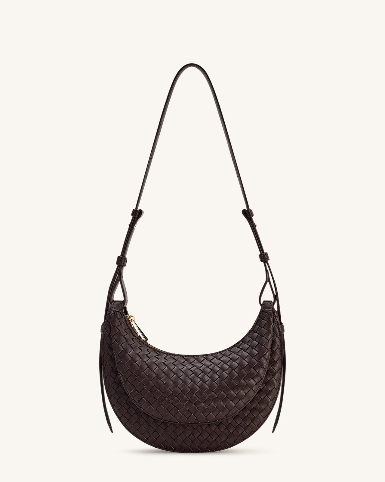 Sharon Woven Crossbody Bag - Coffee Brown