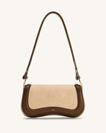 Joy Faux Suede Shoulder Bag - Khaki Brown