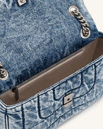 Tina Denim Quilted Chain Crossbody - Blue