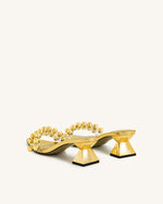 Gianna Beaded Strap Mules - Gold
