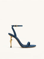 Alivia Gold Metal Heel Sandals - Denim Blue