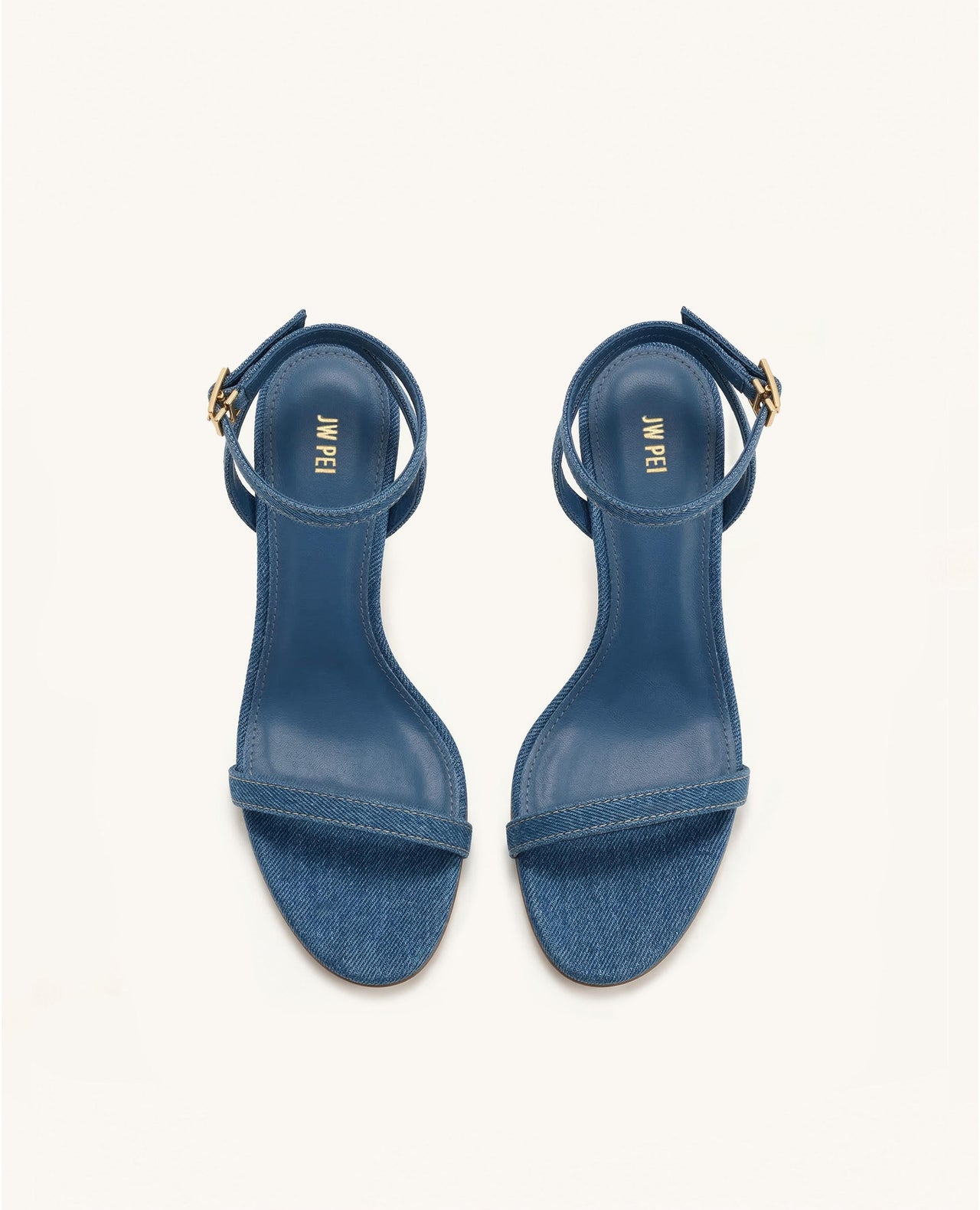 Alivia Gold Metal Heel Sandals - Denim Blue