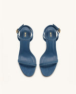Alivia Gold Metal Heel Sandals - Denim Blue