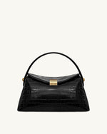 Talia Top Handle Bag - Black Croc