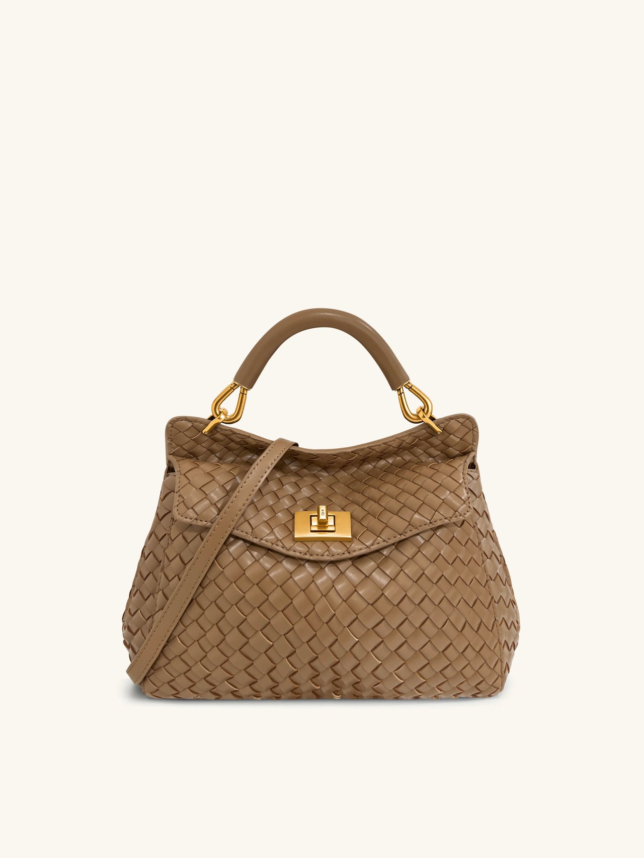 Lucia Classic Top Handle Woven Bag - Brown