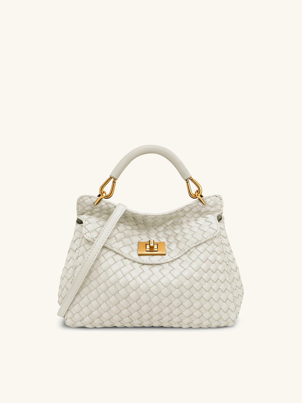 Lucia Classic Top Handle Woven Bag - White