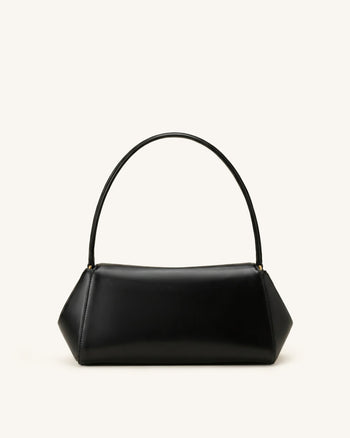 Lucia Turn-Lock Flap Shoulder Bag - Black