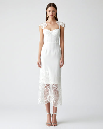 Orchid Embroidered Corset Dress - White
