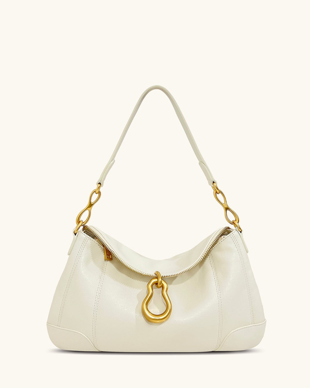 Jayla Metal Pendant Embellished Shoulder Bag - White