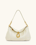 Jayla Metal Pendant Embellished Shoulder Bag - White