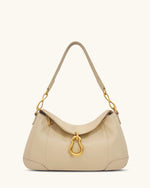 Jayla Metal Pendant Embellished Shoulder Bag - Khaki