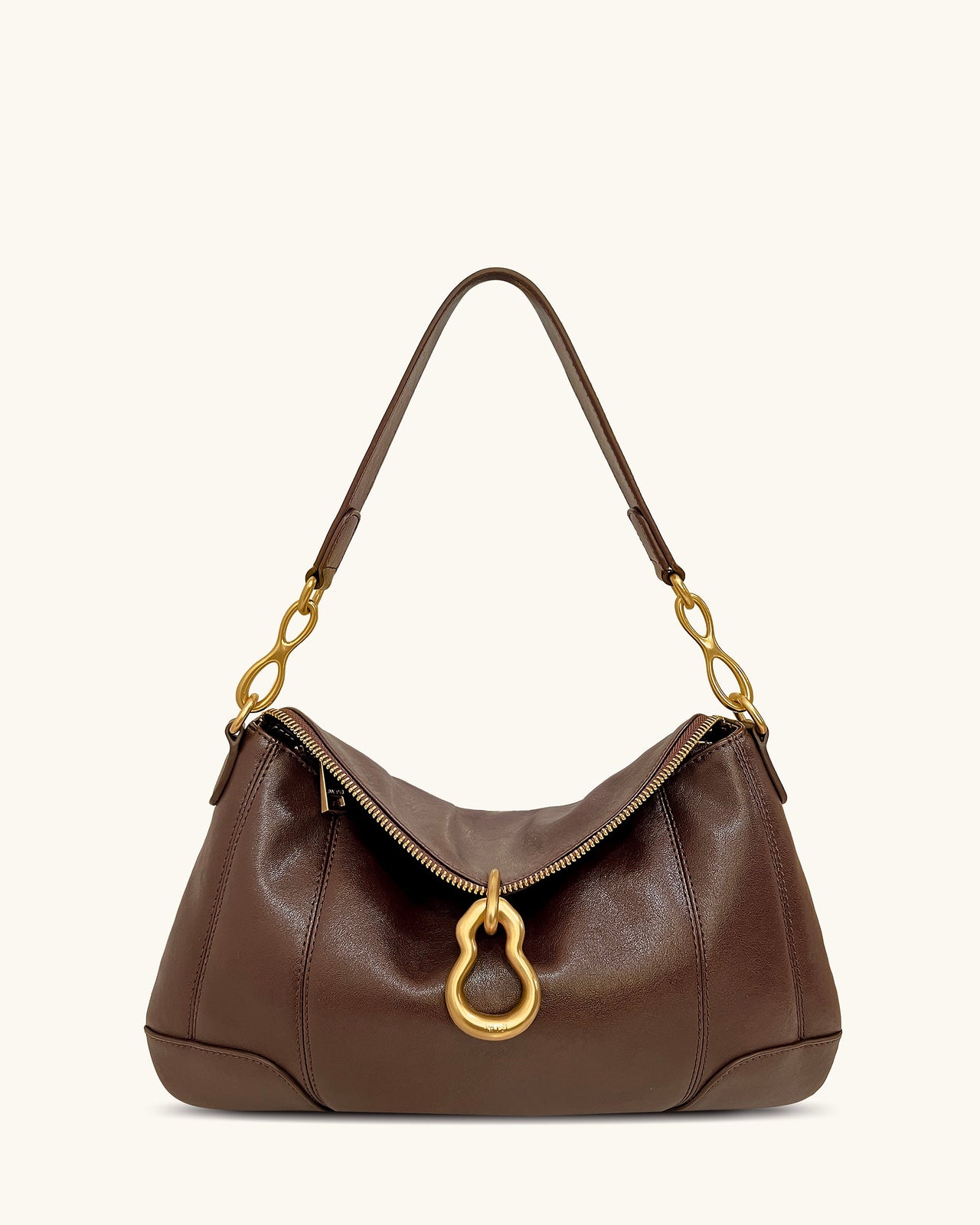 Jayla Metal Pendant Embellished Shoulder Bag - Dark Brown