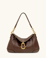 Jayla Metal Pendant Embellished Shoulder Bag - Dark Brown