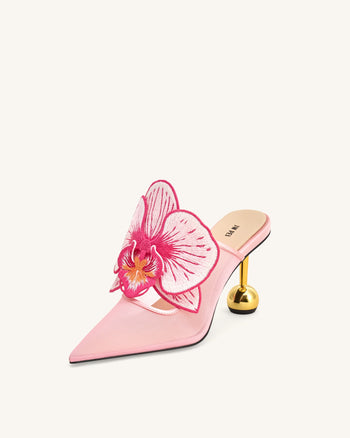 Sofia Orchid Sphere Heel Mules - Pink