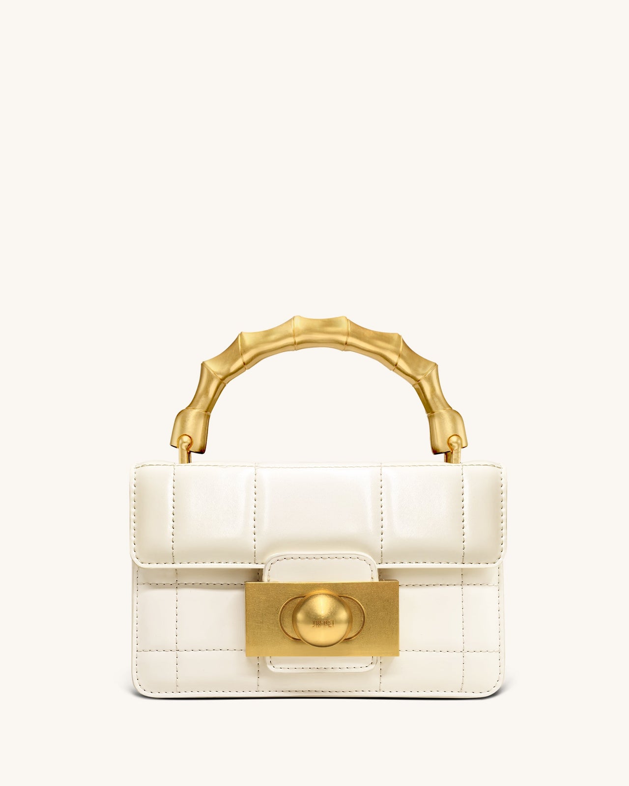 Kaia Bamboo Metal Handle Handbag - White