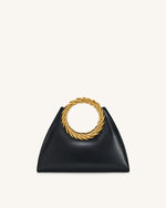 Amiya Leaf Handle Sculpture Bag - Black