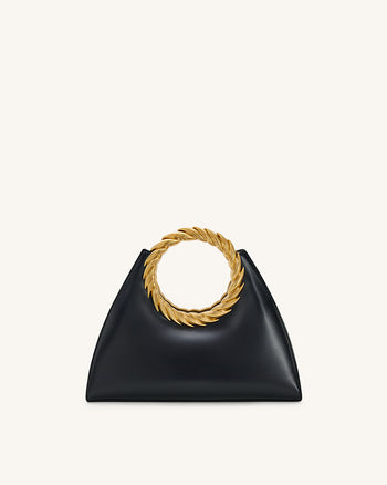 Amiya Leaf Handle Sculpture Bag - Black