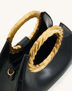 Amiya Leaf Handle Sculpture Bag - Black