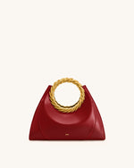 Amiya Leaf Handle Sculpture Bag - Wine Red