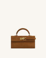 Keyla Faux Suede Top Handle Bag -  Brown