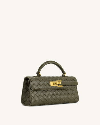 Keyla Weave Texture Top Handle Bag - Olive Green