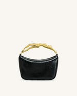 Jenny Woven Human-shaped Handle Handbag - Black